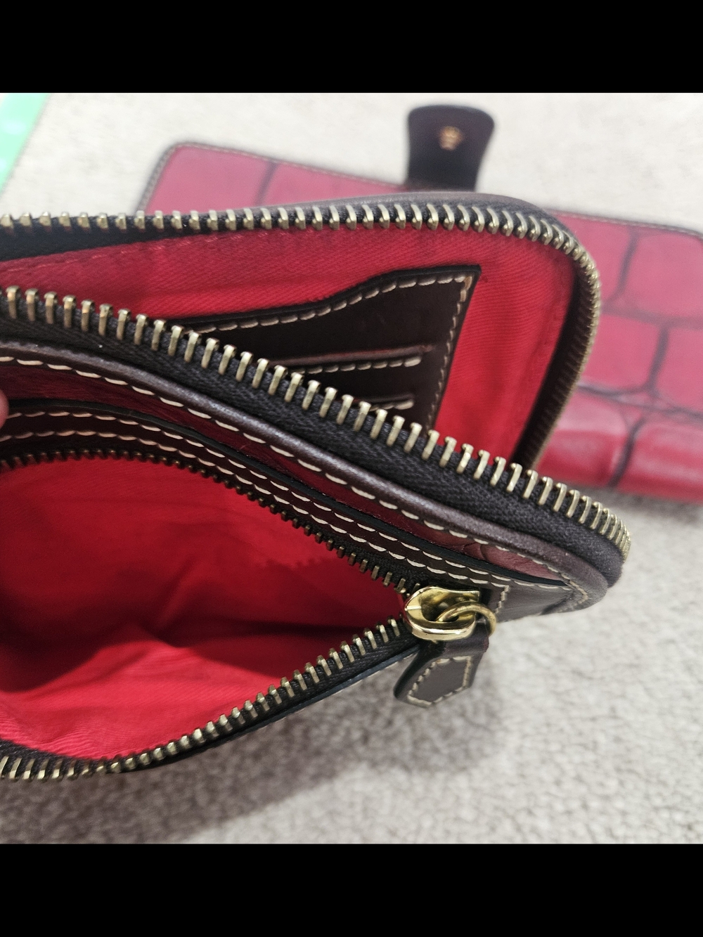 Dooney & Bourke Red Croc-Embossed Leather Wristlet and Clutch Set - Picture 8 of 8